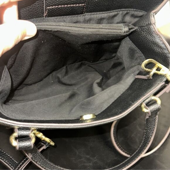 LC Black Pebbled Faux Leather Ingrid Mini Shopper Tote Crossbody Bag - Picture 4 of 16